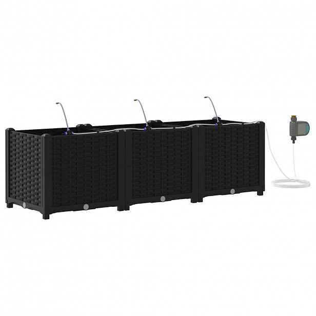 vidaXL Zahradní pěstebník 3 ks Černá 120 x 40 x 37,5 cm PP