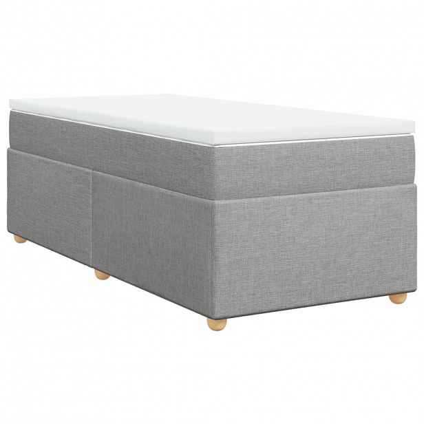 vidaXL Box spring postel s matrací světle šedá 90x200 cm textil