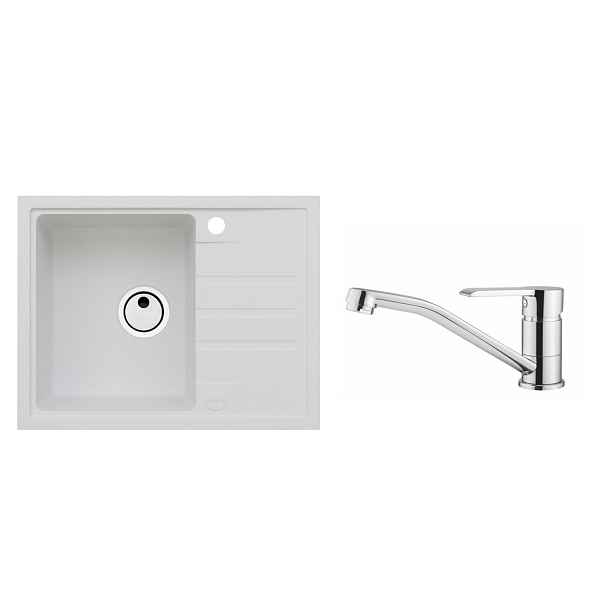 Alveus SET ALVEUS Intermezzo 30 11 + BATERIE RUTA obdélníkový granitový dřez 620 x 480 mm v setu s baterií