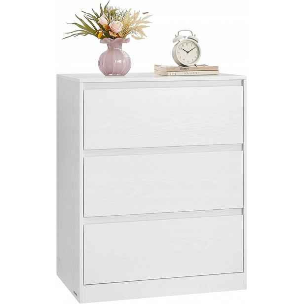 Komoda 3 zásuvky 40x75x60 cm skříňka do ložnice obývacího pokoje Bílá