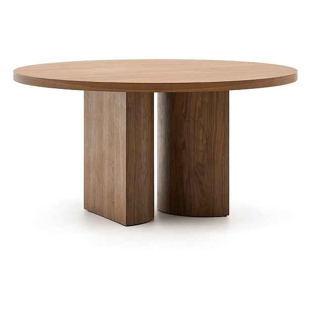 Kulatý jídelní stůl s deskou v dekoru ořechového dřeva ø 150 cm Nealy – Kave Home