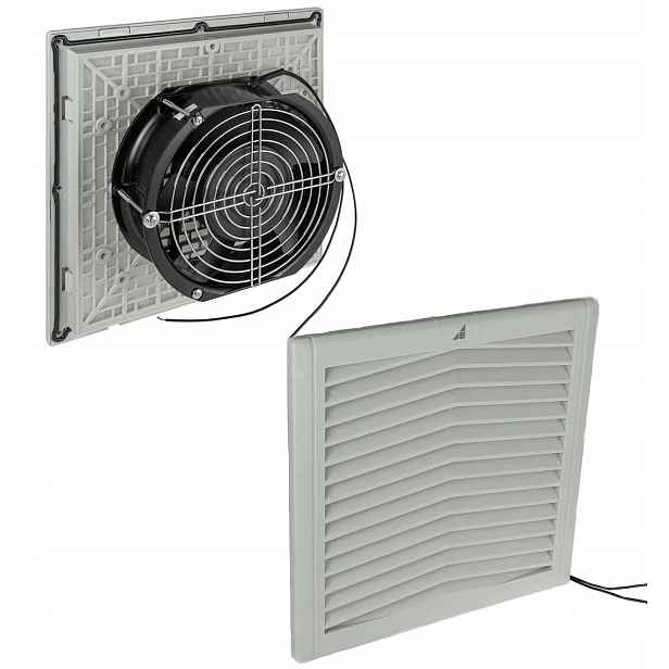 Ventilátor s filtrem WEF13 Výkonný 64W 305 m/h IP54/I 253x253 mm IP54 Šedý