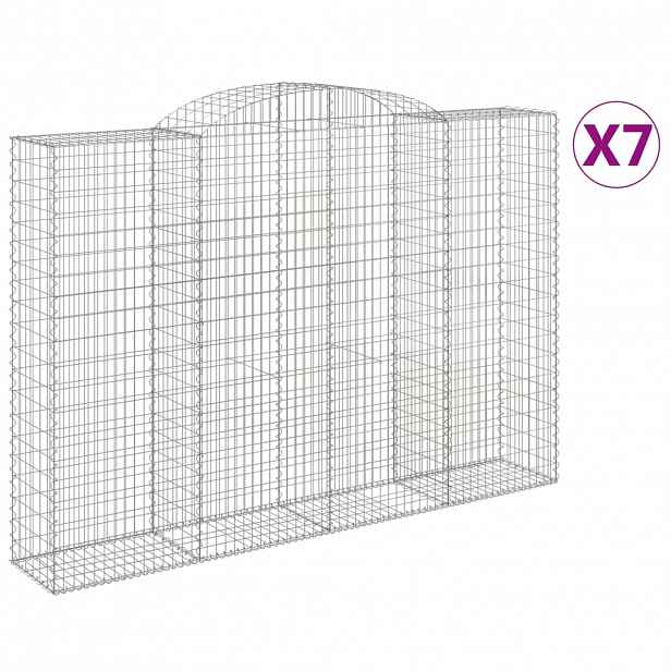 vidaXL Klenuté gabionové koše 7 ks 300x50x200/220cm pozinkované železo