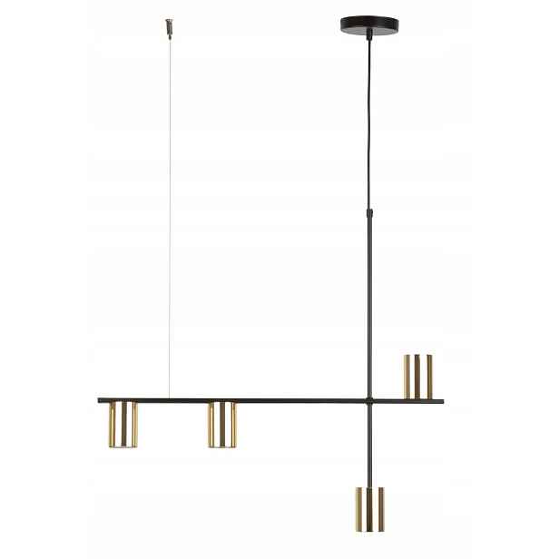 Dekorativní závěsná lampa zlatá, černá, moderní, 4 reflektory Sigma