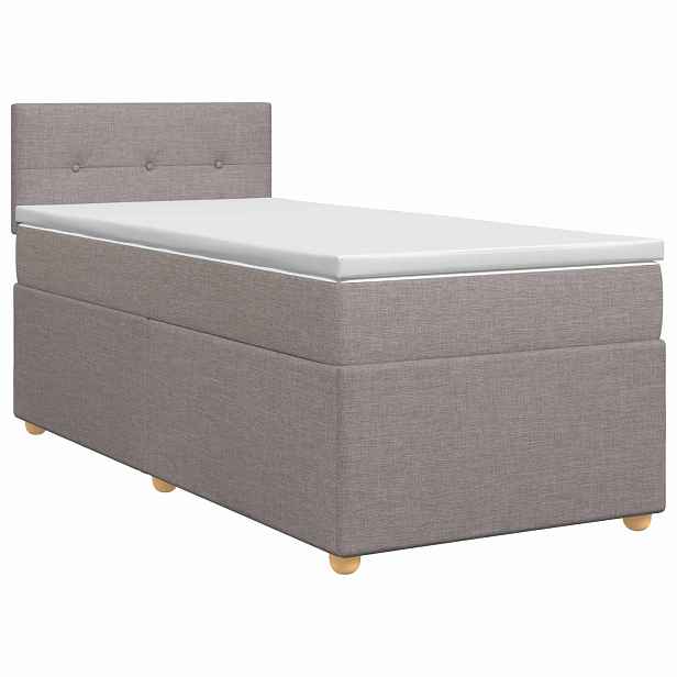 vidaXL Postel boxspring s matrací s čelo Taupe 90 x 190 cm Textil