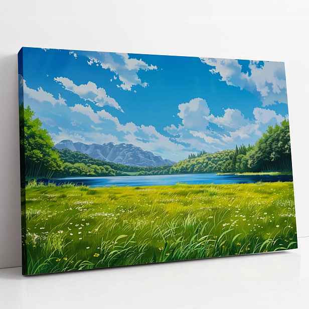 Obraz na plátně Louka u jezera, krajina do domu, pokoje, obýváku 80x60