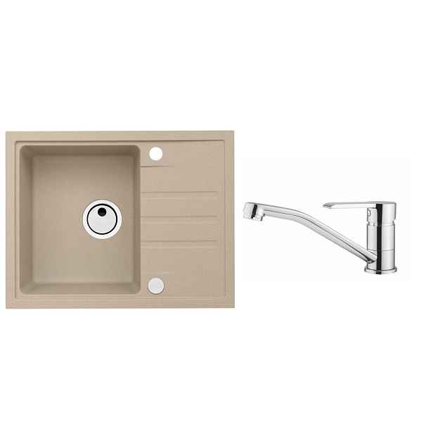 Alveus SET ALVEUS Intermezzo 30 55 + BATERIE RUTA obdélníkový granitový dřez 620 x 480 mm v setu s baterií