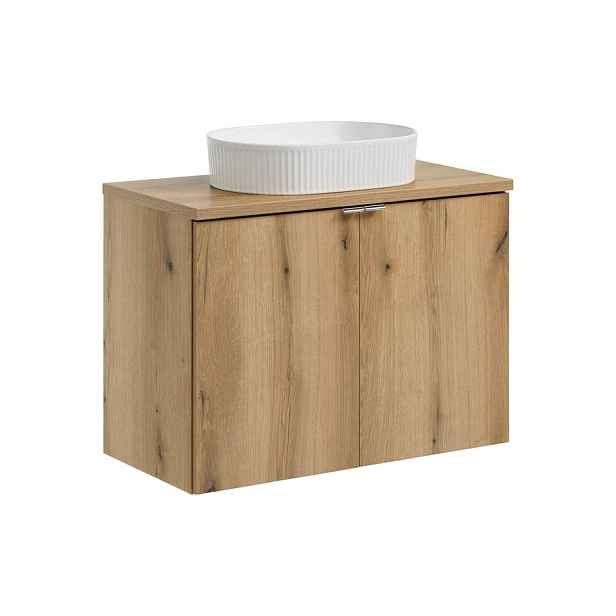 Comad Závěsná skříňka Nova Oak Beyond II s deskou a umyvadlem 80 cm dub coast evoke