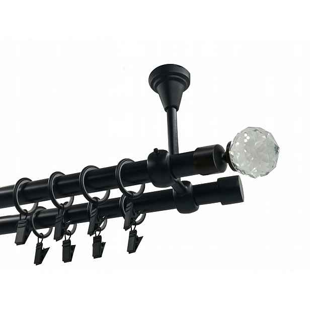 Dvojitá Garnýž kovová stropní lampa černá matná, mix koncovek 19+19 mm, 120 cm