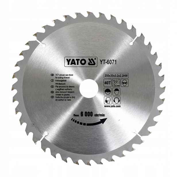 Kotoučová pila na dřevo Yato YT-6071 250x30x2,2 mm 40T s vidlicí