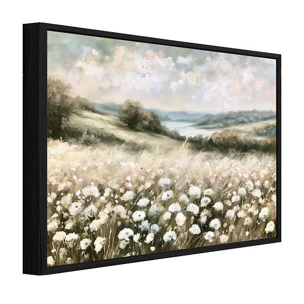 Obraz V Černém Rámu Na Plátně Květiny Louka Příroda Obývací Pokoj Ložnice 60x40