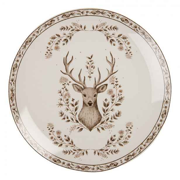 Porcelánový jídelní talíř s jelenem Gentle Wilderness - Ø 26*2 cm Clayre & Eef