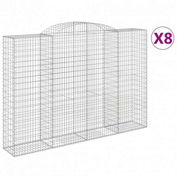 vidaXL Klenuté gabionové koše 8 ks 300x50x200/220cm pozinkované železo