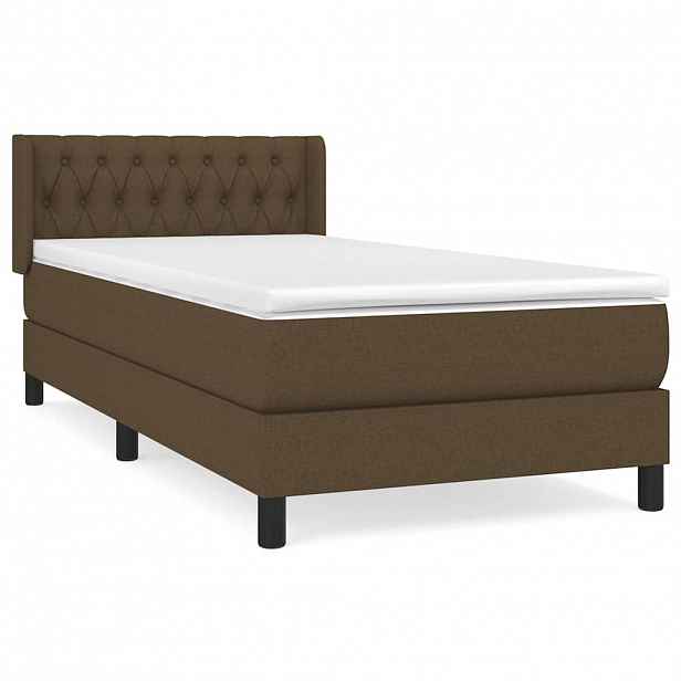 vidaXL Box spring postel s matrací tmavě hnědá 90x190 cm textil