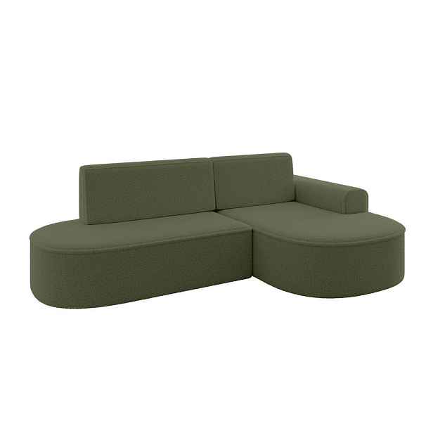 ALTDECOR ROHOVÁ SEDAČKA s funkcí spaní a otomanem, pravá MARI-L1-S 283x167x85 Zelená Buklé