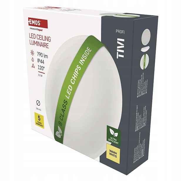 Led přisazené svítidlo Tivi, B Class, kruhové bílé 5,2W, IP44, teplá bílá