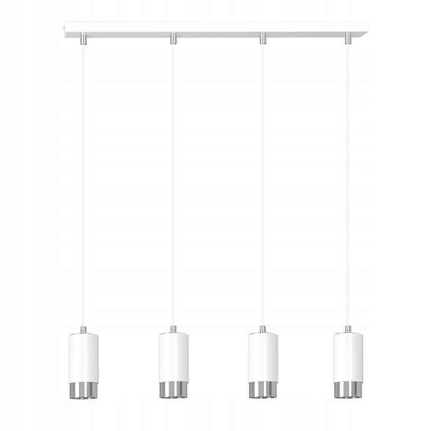 Závěsná lampa Fumiko 4 bílá s chromovanými doplňky, 4x GU10