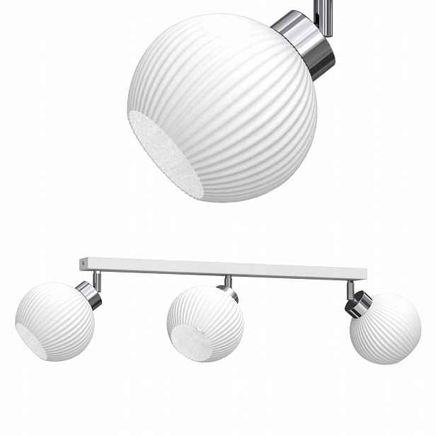 Stropní Svítidlo Stropní Svítidlo Skleněná Lampa Pruhy E27 Bílé Stínidlo 3 Body Polska