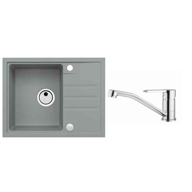 Alveus SET ALVEUS Intermezzo 30 81 + BATERIE RUTA obdélníkový granitový dřez 620 x 480 mm v setu s baterií