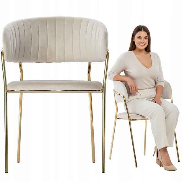 Čalouněná Kuchyňská Židle Z Veluru, Moderní Glamour Béžová Sametová Barva