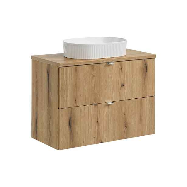 Comad Závěsná skříňka Nova Oak Beyond s deskou a umyvadlem 80 cm dub coast evoke