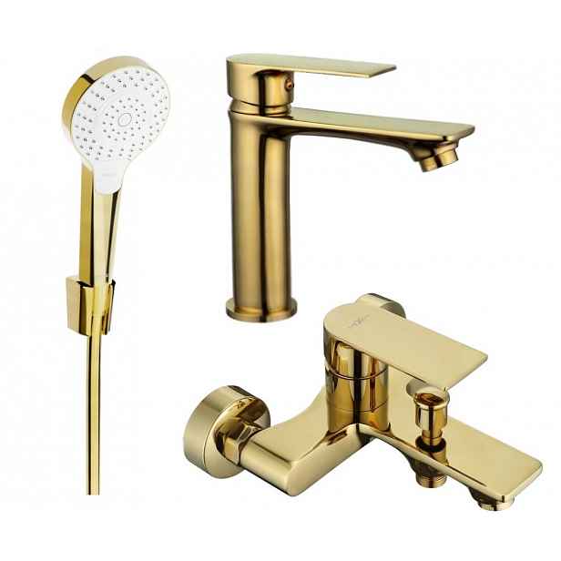 MEXEN - Mexen Royo R05 Set umyvadlové a vanové baterie s příslušenstvím zlata 72203R05-50