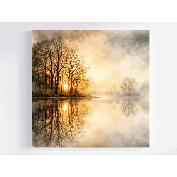 Obraz Na Plátně Obraz Na Plátně Jezero Slunce Západ Večer Šerm Mlha 50x50