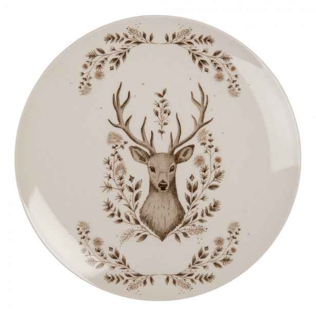 Porcelánový dezertní talířek s jelenem Gentle Wilderness - Ø 20*2 cm Clayre & Eef