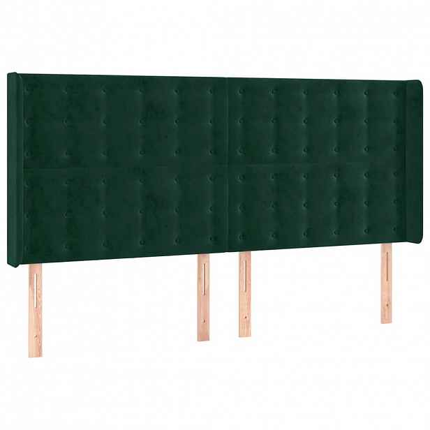 vidaXL Čelo postele typu ušák tmavě zelená 183x16x118/128 cm samet