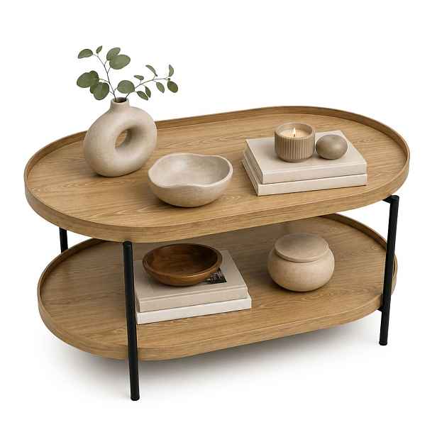 Ak furniture Konferenční stolek Cortado 90 cm černý/dub přírodní