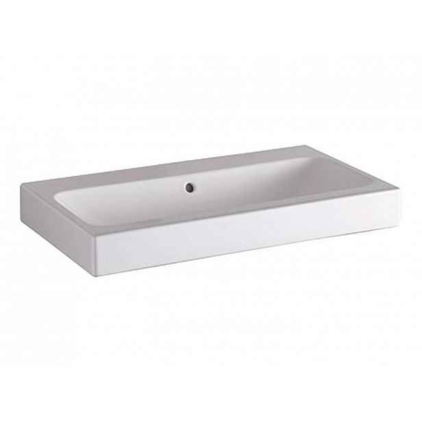 Geberit iCon - Umyvadlo 75x49 cm, bez otvoru pro baterii, s přepadem, s KeraTect, bílá 124078600