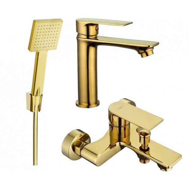 MEXEN - Mexen Royo R45 Set umyvadlové a vanové baterie s příslušenstvím zlata 72203R45-50