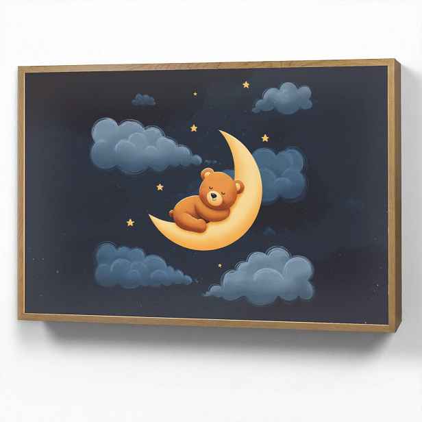 OnlyWow NÁSTĚNNÁ LAMPA S AKUMULÁTOREM Medvídek - Měsíc - Mraky - Hvězdy 90x60 cm