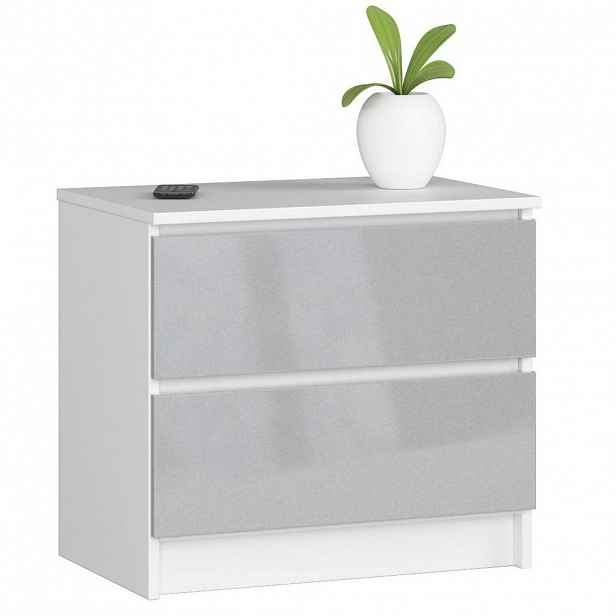 RAUMHIRSCH FURNITURE KOMODA bílá, metalický lesk 55/60/40