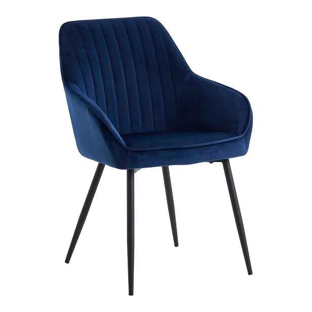 Tmavě modrá čalouněná jídelní křesla v sadě 2 ks s područkami Nolan Stripe – Unique Furniture