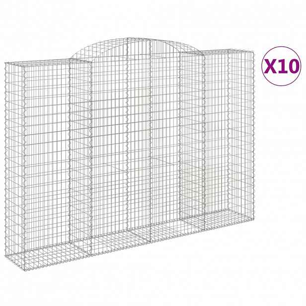 vidaXL Klenuté gabionové koše 10ks 300x50x200/220cm pozinkované železo