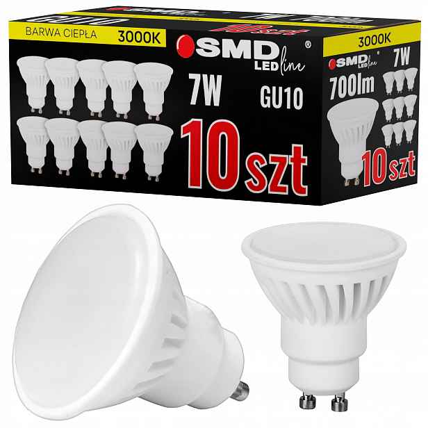 Žárovka GU10 Led Smd LEDline 7W 3000K Teplá Barva keramický Varistor