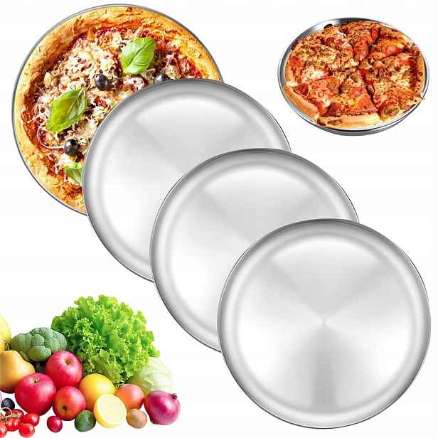 4KS Plechů Na Pečení Pizzy Forma Ocel Nerez 30 CM Pizza Ovoce Koláčů