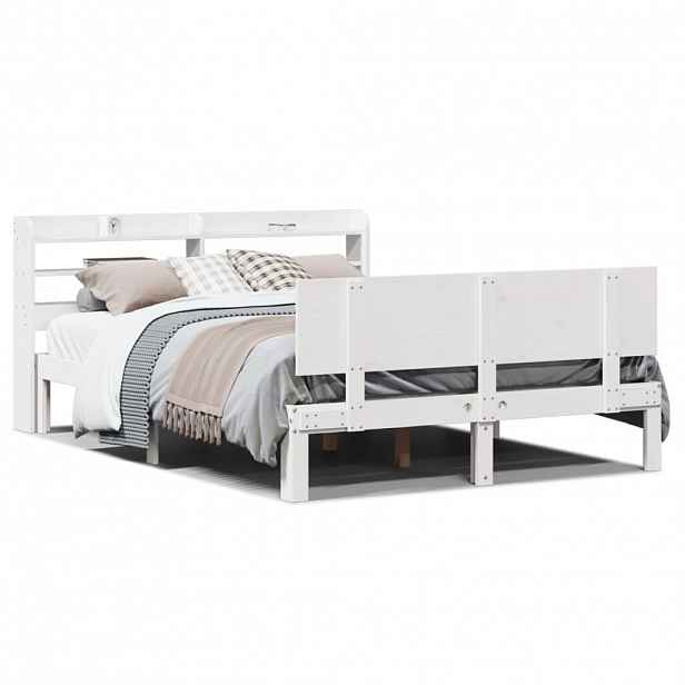 vidaXL Rám postele s čelem bílý 150x200 cm masivní borovice