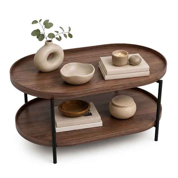 Ak furniture Konferenční stolek Cortado 90 cm černý/ořech