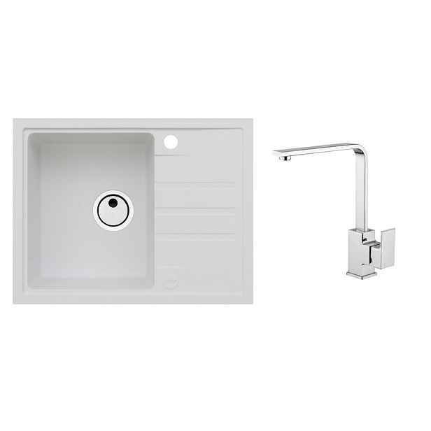Alveus SET ALVEUS Intermezzo 30 - 11 + BATERIE RENO obdélníkový granitový dřez 620 x 480 mm v setu s baterií