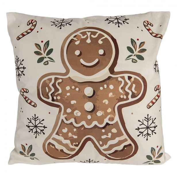 Béžový povlak na polštář s perníčkem Gingerbread Magic - 45*45 cm Clayre & Eef