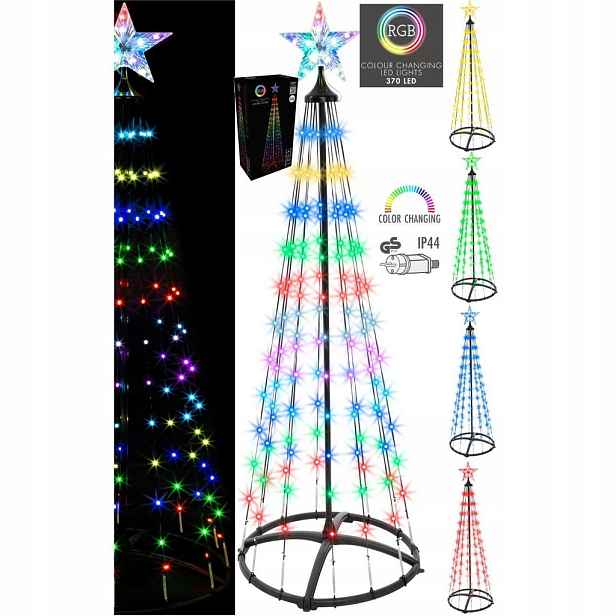 Dekorativní Vánoční Stromeček 370 Led Rgb Multikolor Dálkové Ovládání výška 210 cm