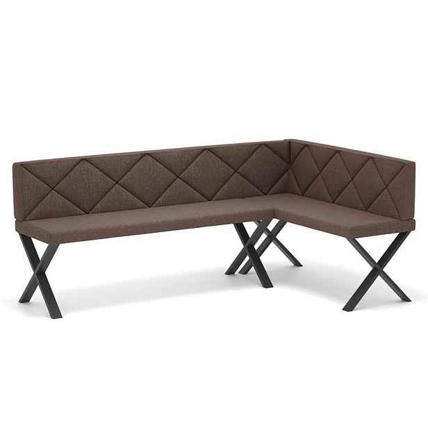 Idohome ROHOVÁ LAVICE VERO X pravá tkanina prošívaná, 142/196 cm, hnědá