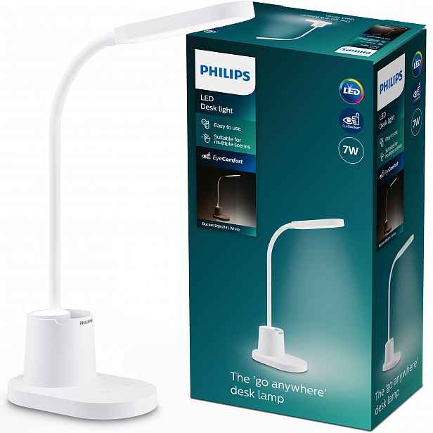 Led stolní lampička Školní dotyková Organizer Usb Bucket Philips
