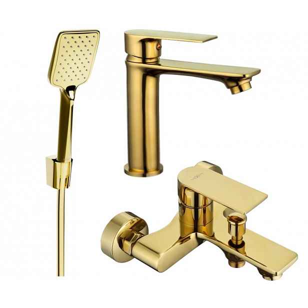MEXEN - Mexen Royo R62 Set umyvadlové a vanové baterie s příslušenstvím zlata 72203R62-50