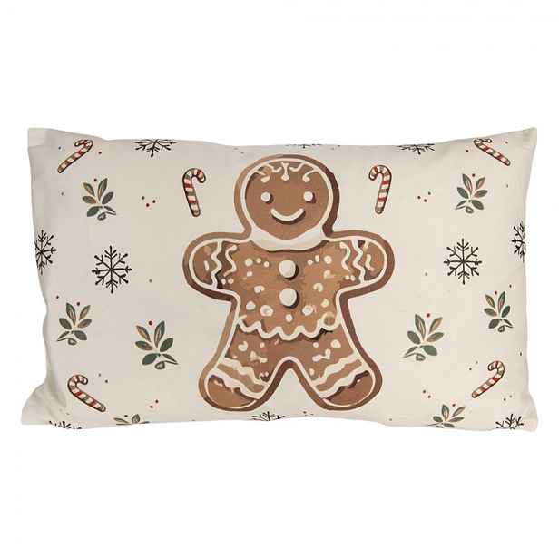 Béžový povlak na polštář s perníčkem Gingerbread Magic - 30*50 cm Clayre & Eef