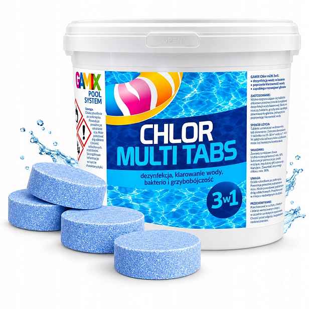 Dezinfekce Bazénu Chlorové Tablety 3V1 Multi 3KG 15X200G 200G Čistá Voda
