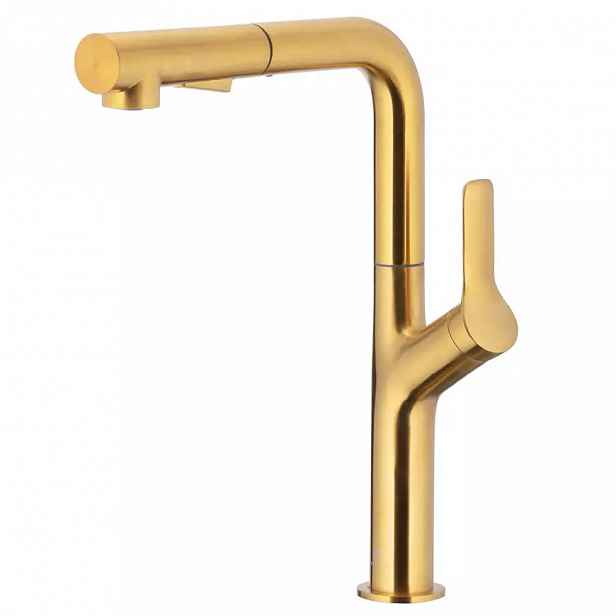 Dřezová baterie Duero Design Gold s vytahovací sprškou