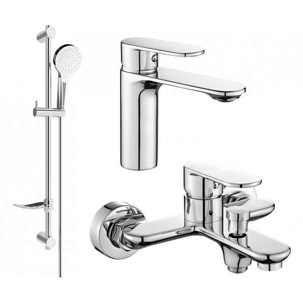 MEXEN - Milo DF05 SET umyvadlová a vanová baterie s příslušenstvím, chrom 71303DF05-00